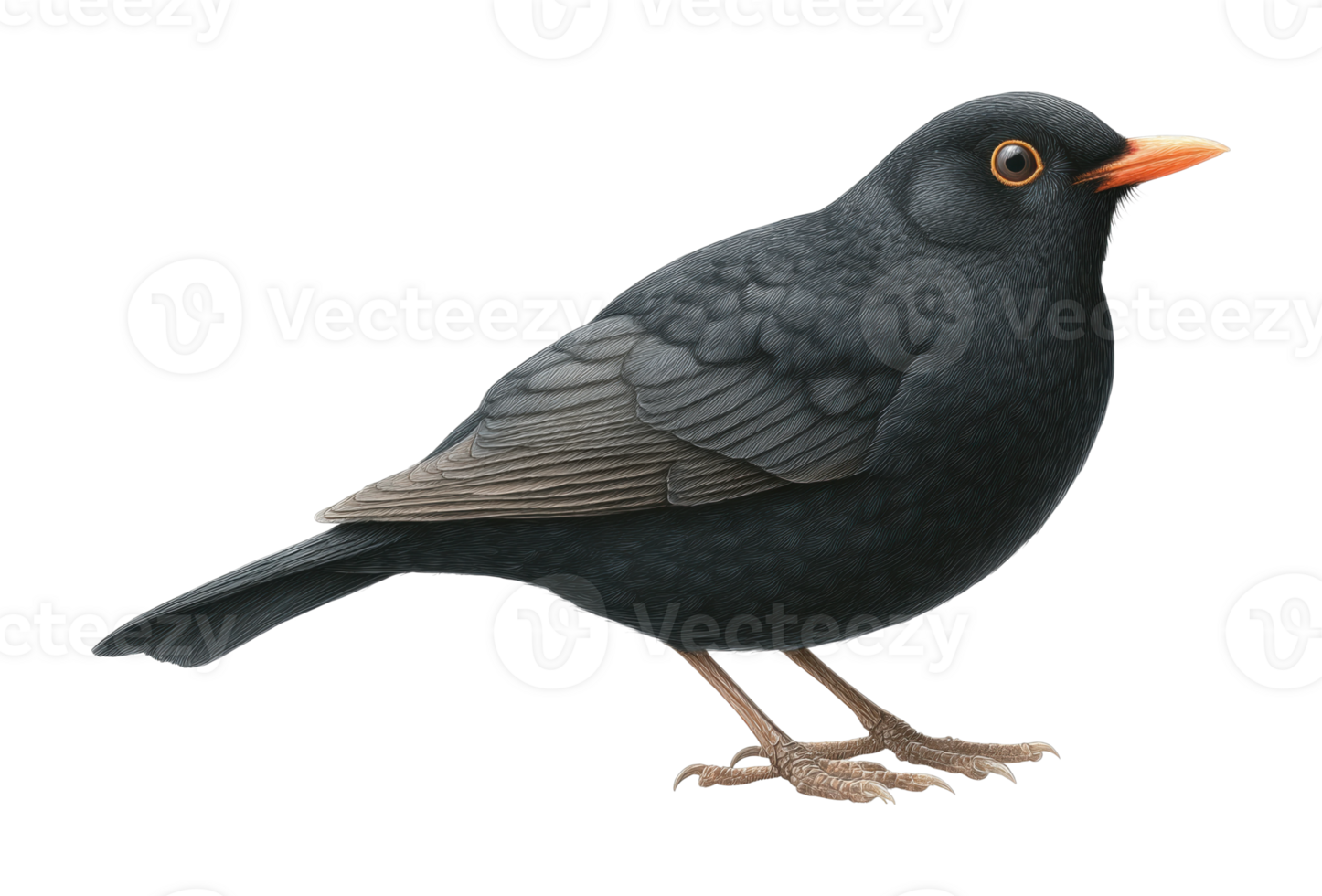 Detailed side view of a blackbird png