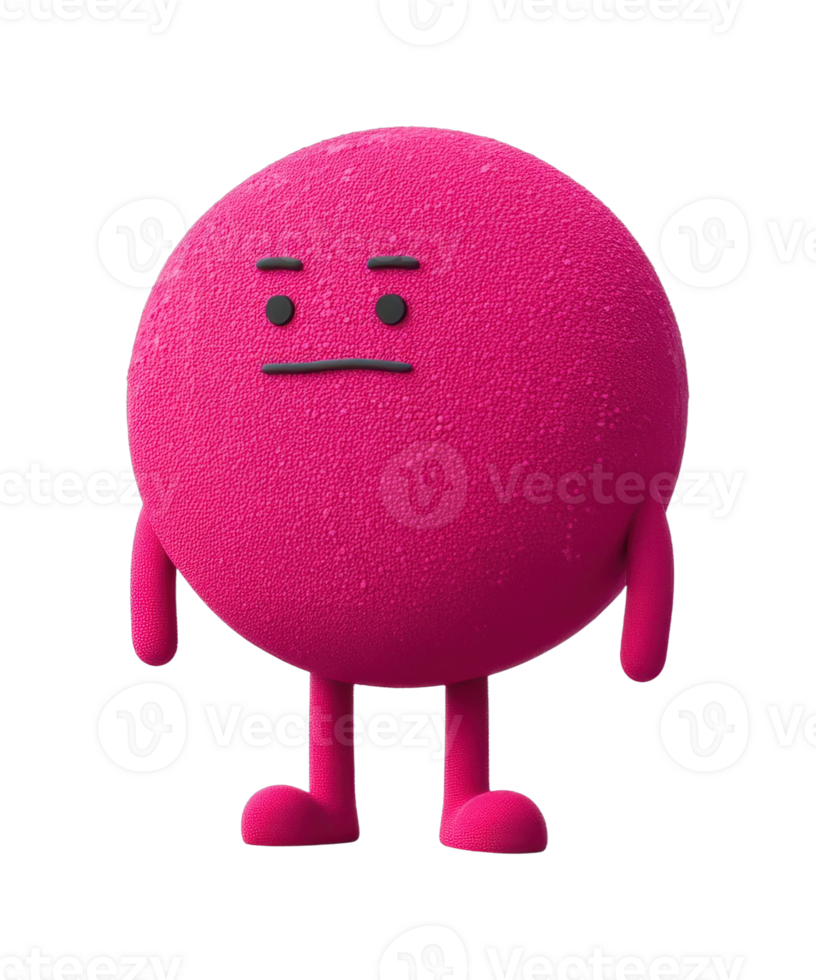 Pink texture round character with expressionless face and simple limbs png