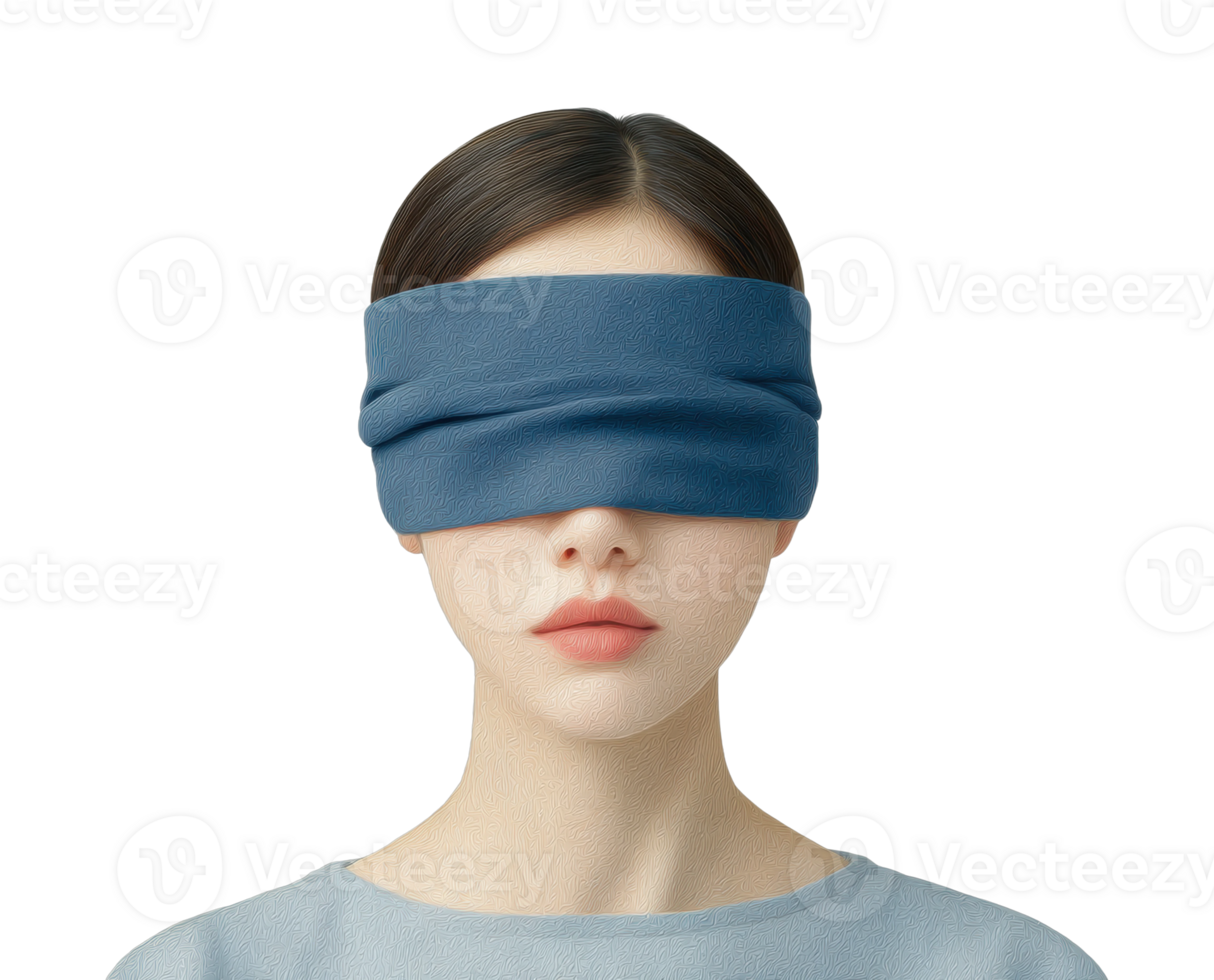 Blindfolded young asian female portrait artfully depicting mystery and calm png