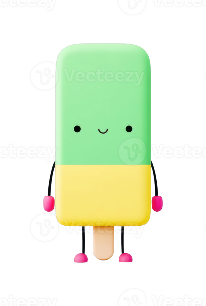 Cute cartoon popsicle with arms and legs smiling png