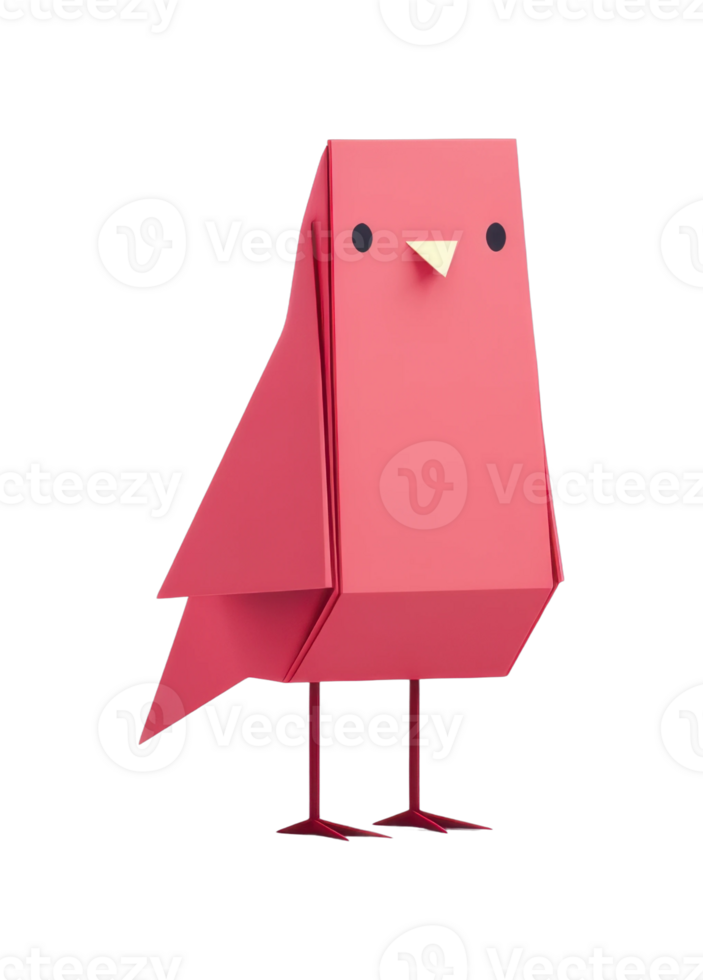 Origami-inspired geometric pink bird design sculpture png