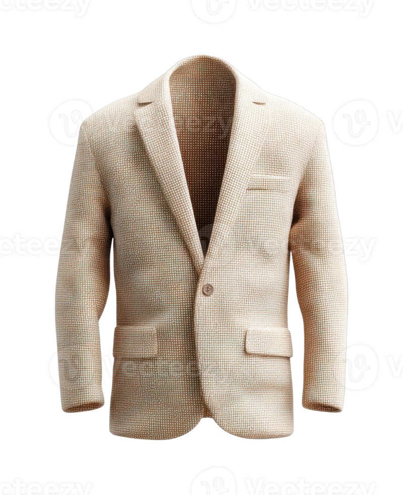 Elegant textured blazer with button closure and pockets png