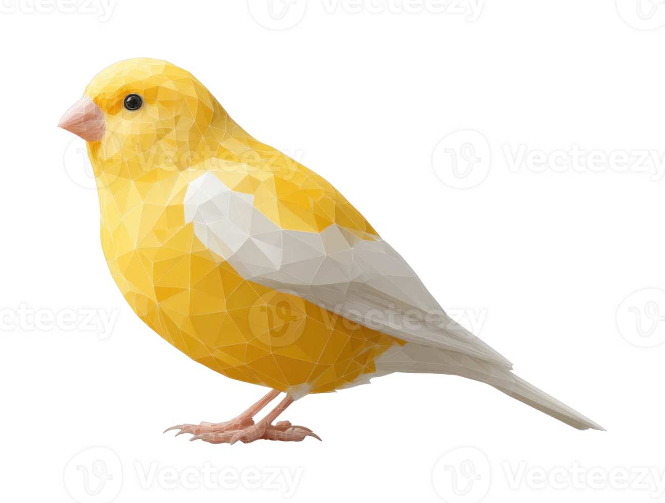 Low poly geometric yellow bird artwork with white wings png