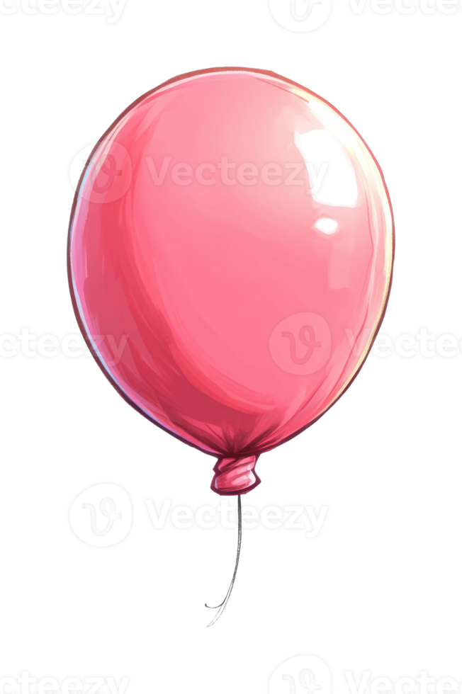Pink balloon with glossy surface and tied knot up close png