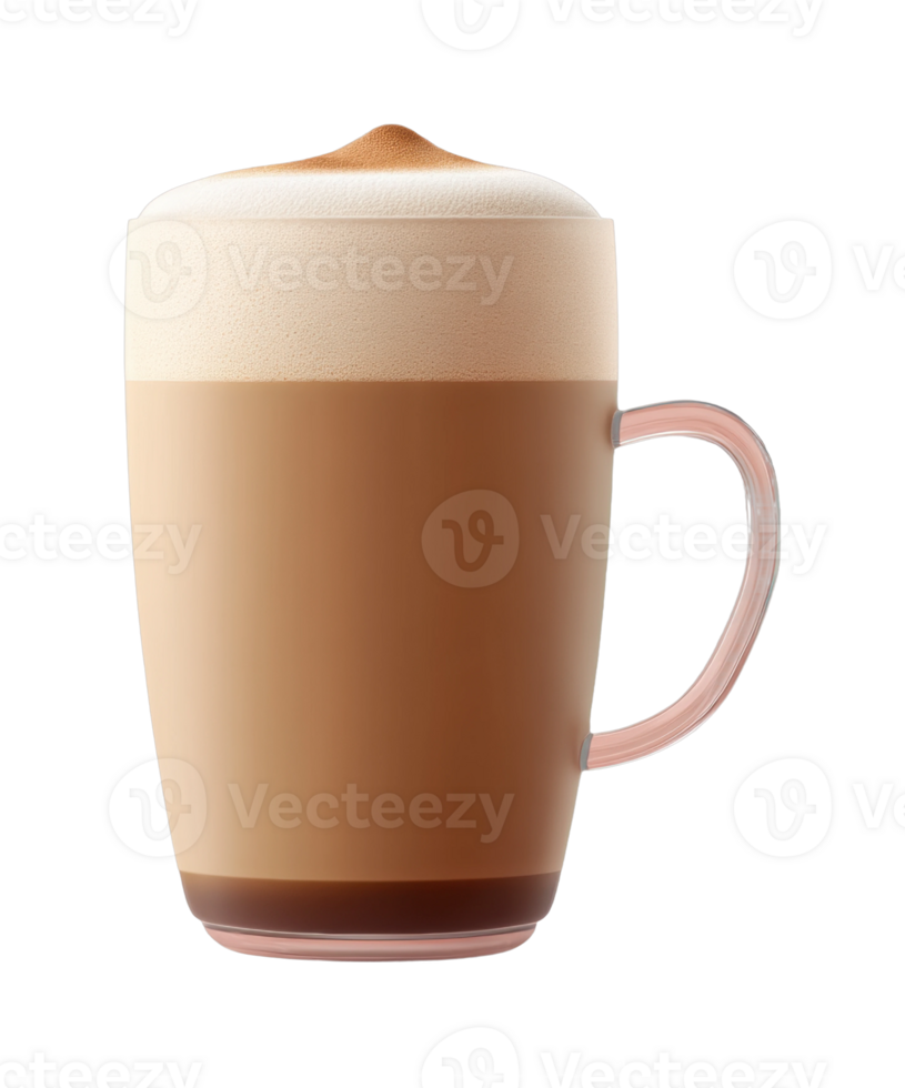 Creamy cappuccino in glass mug with foam topping png