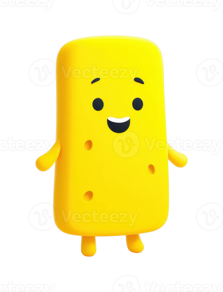 Smiling cartoon cheese character with arms and legs png