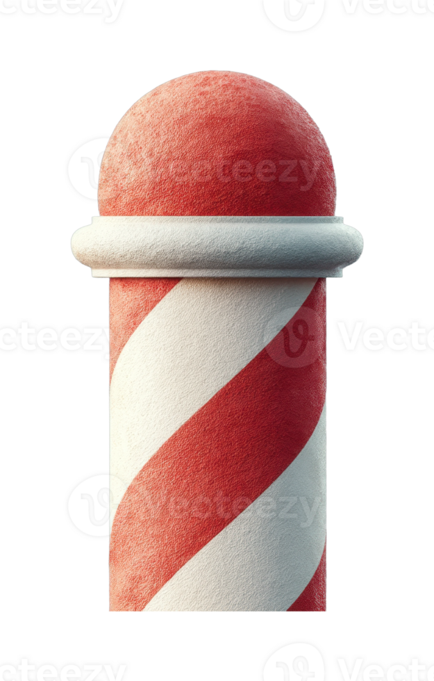 Red and white barber pole with spiral design png