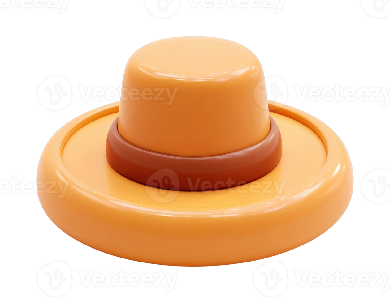 Stylized 3d round orange hat with brown band png