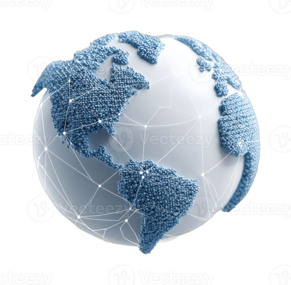 Abstract 3d globe with network connections and digital texture png