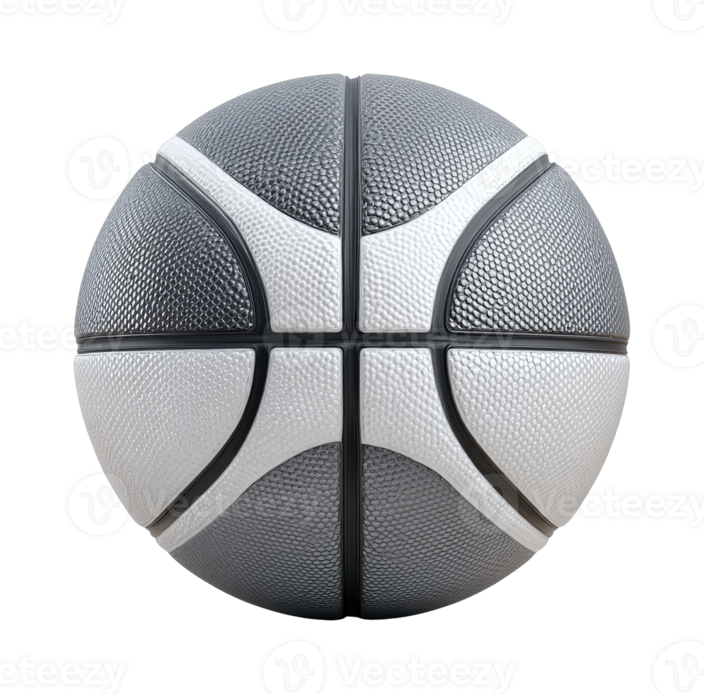 Textured gray and white basketball with unique pattern design png