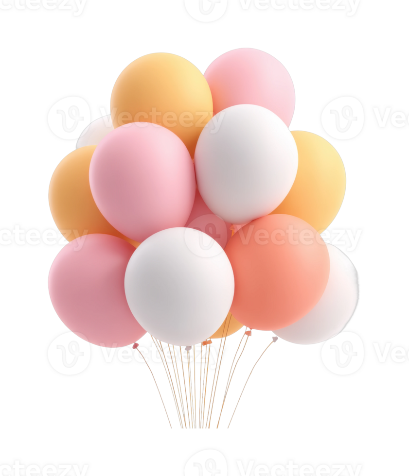 Colorful balloons cluster design with pastel shades png