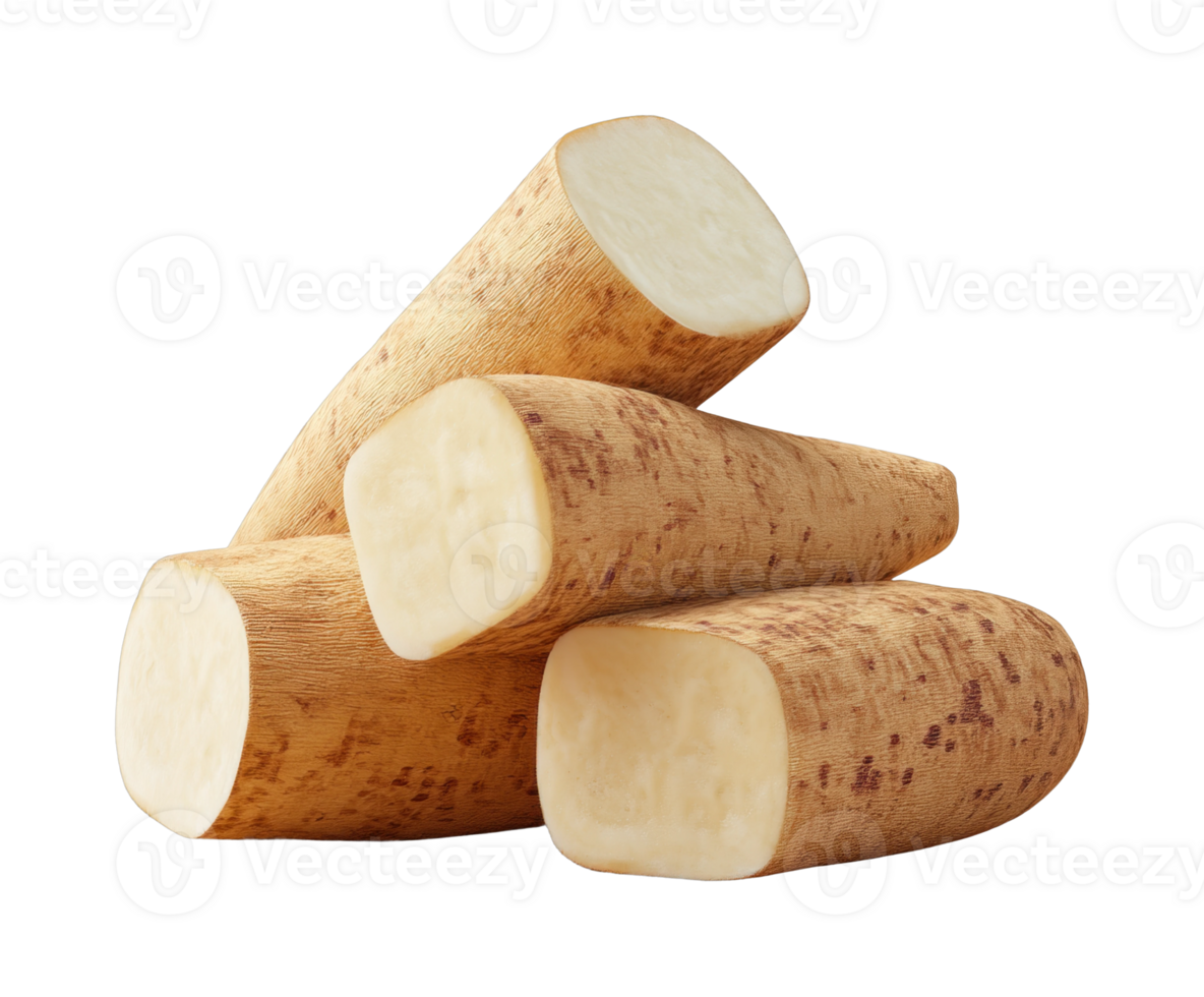 Freshly cut cassava logs stacked in a pile png