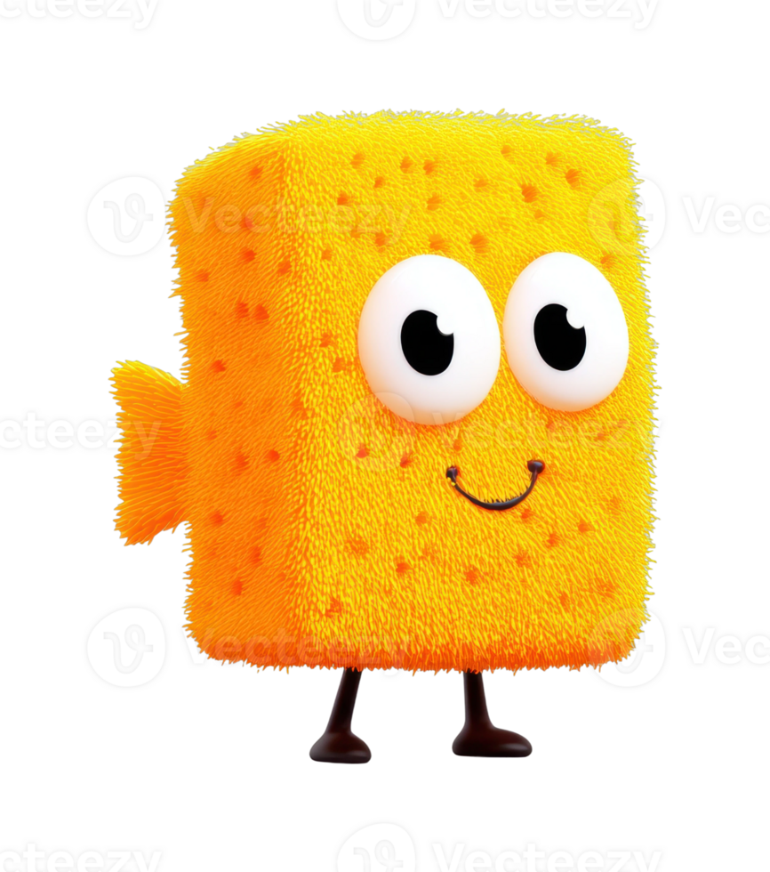 Cute yellow sponge character with big eyes and a cheerful smile png