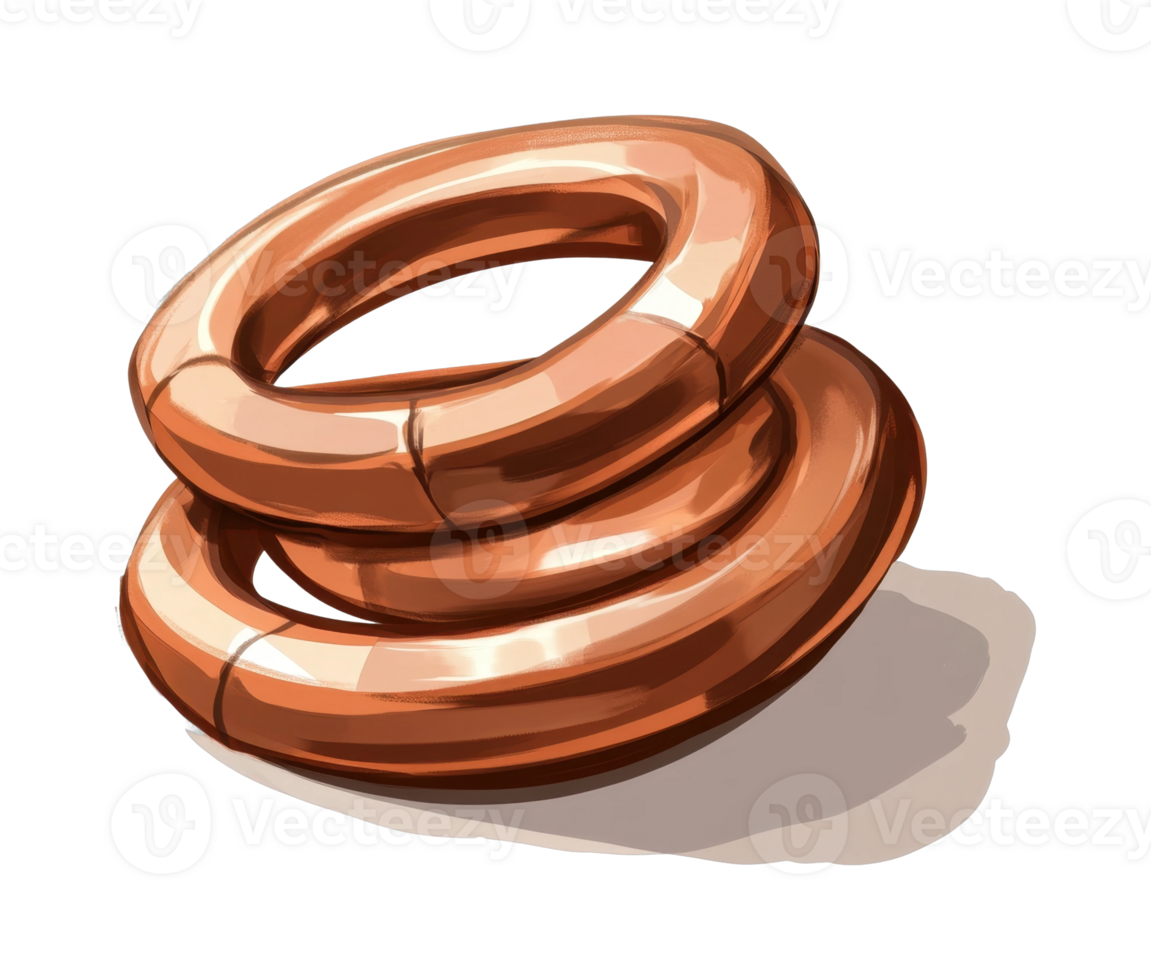 Two copper rings stacked together in an artistic design png