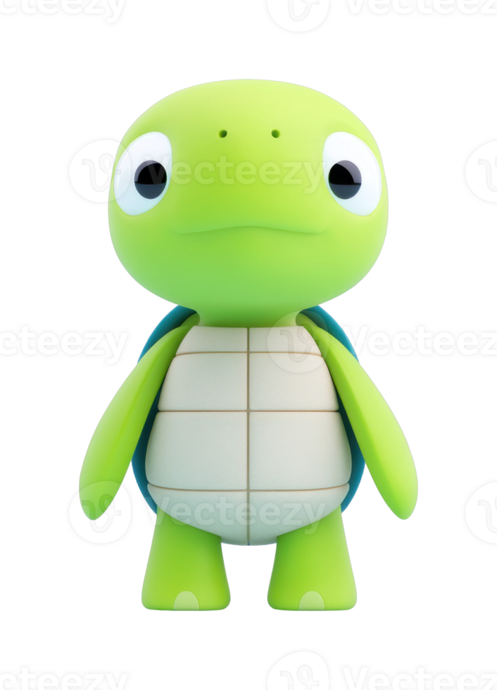 Cute cartoon turtle with big eyes and green shell png