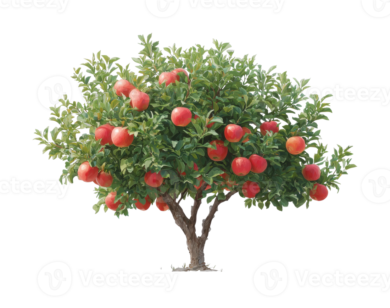 Lush apple tree laden with ripe red fruits png