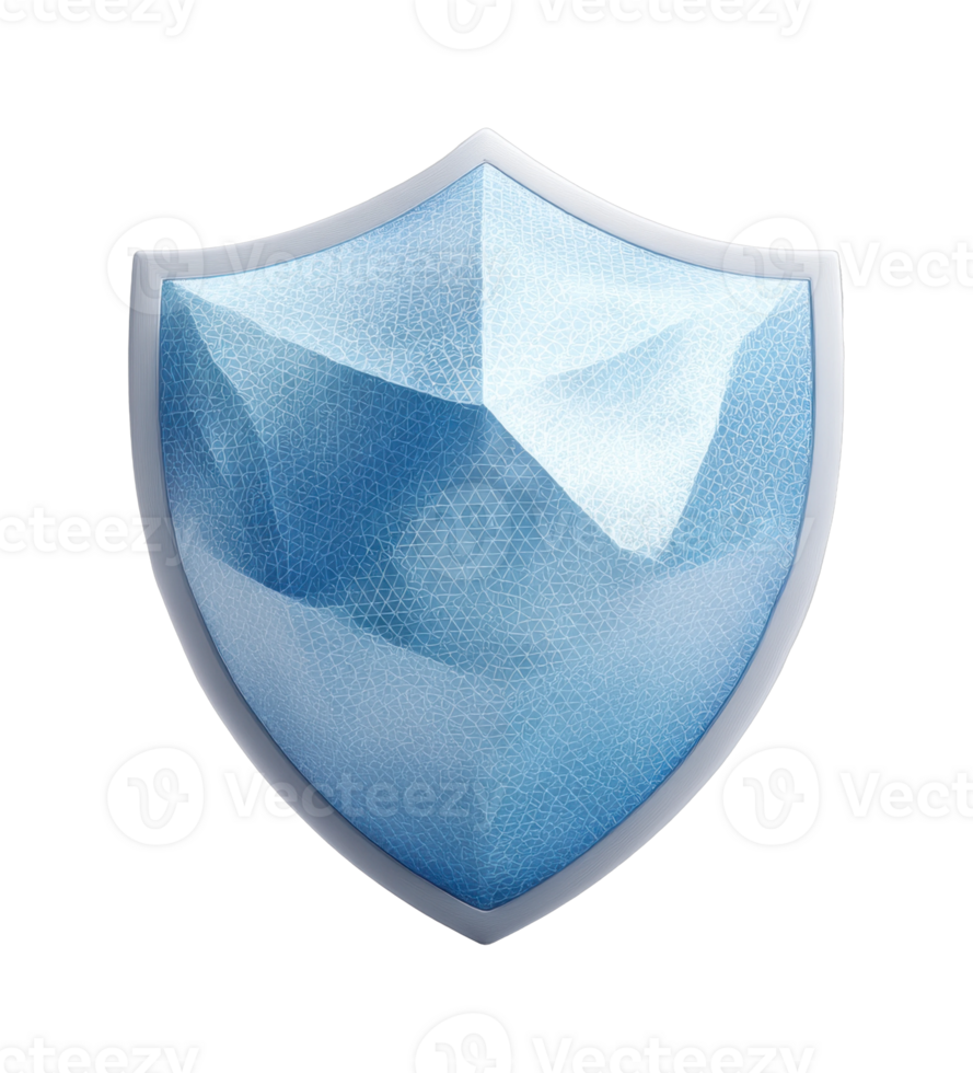Geometric blue shield with faceted design png