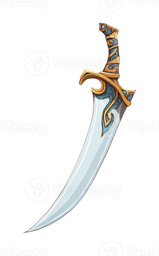 Ornate fantasy sword with intricate designs and gemstones png