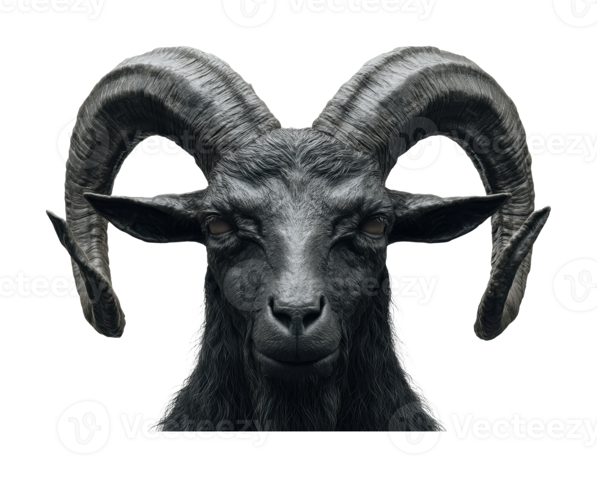 Majestic ram with prominent curved horns facing forward png