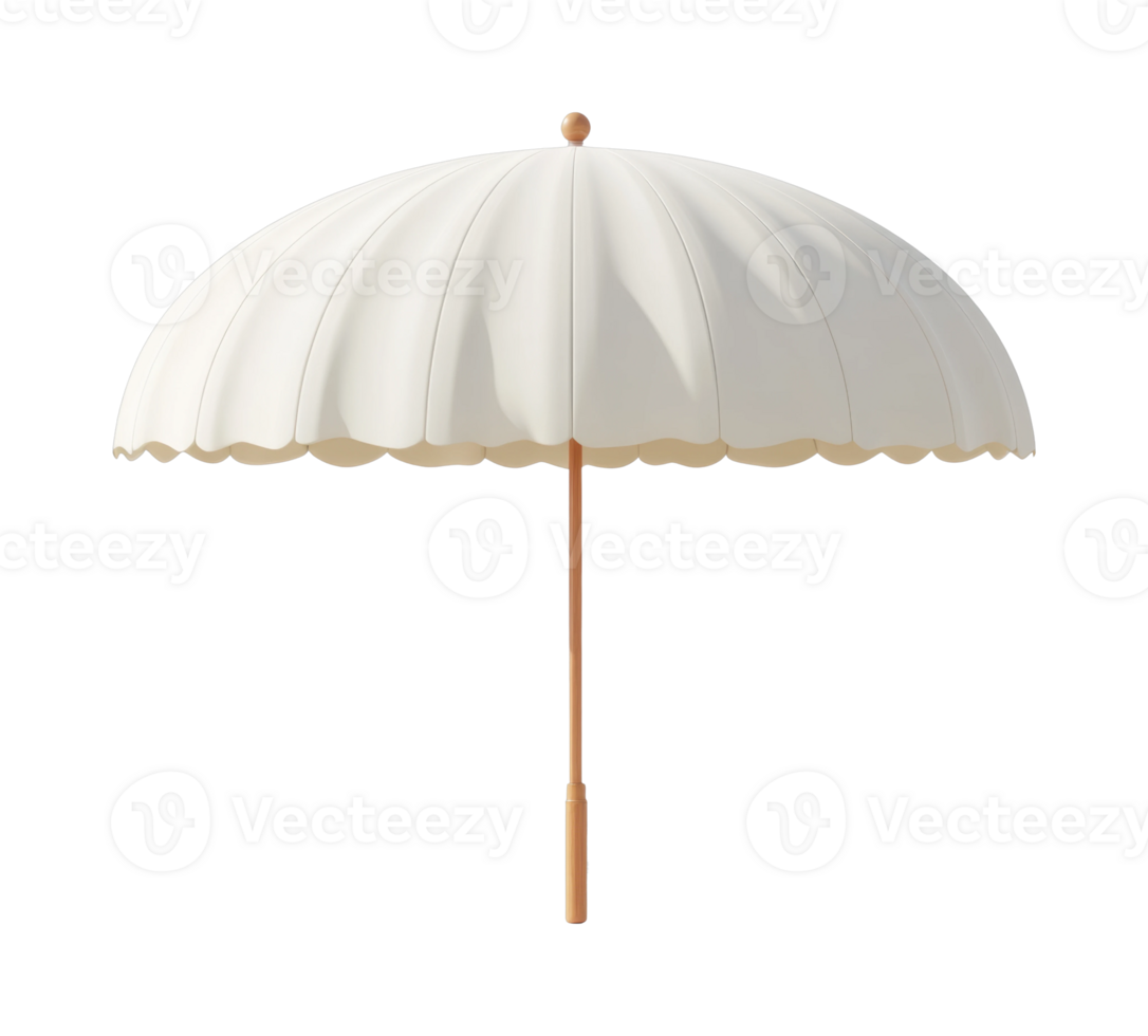 Elegant white outdoor umbrella with scalloped edges png
