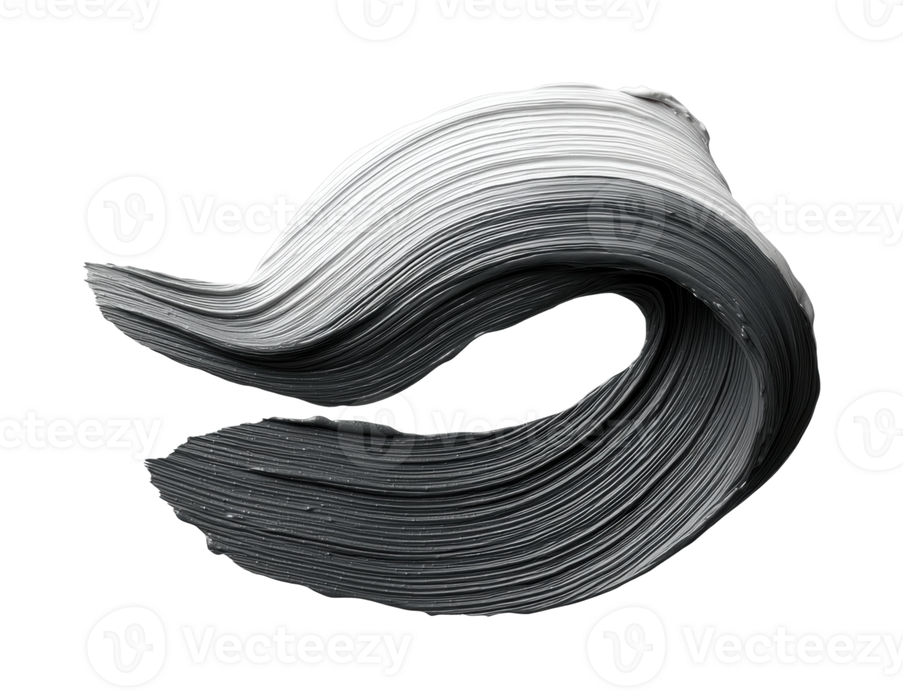 Abstract monochrome paint stroke with curved texture png
