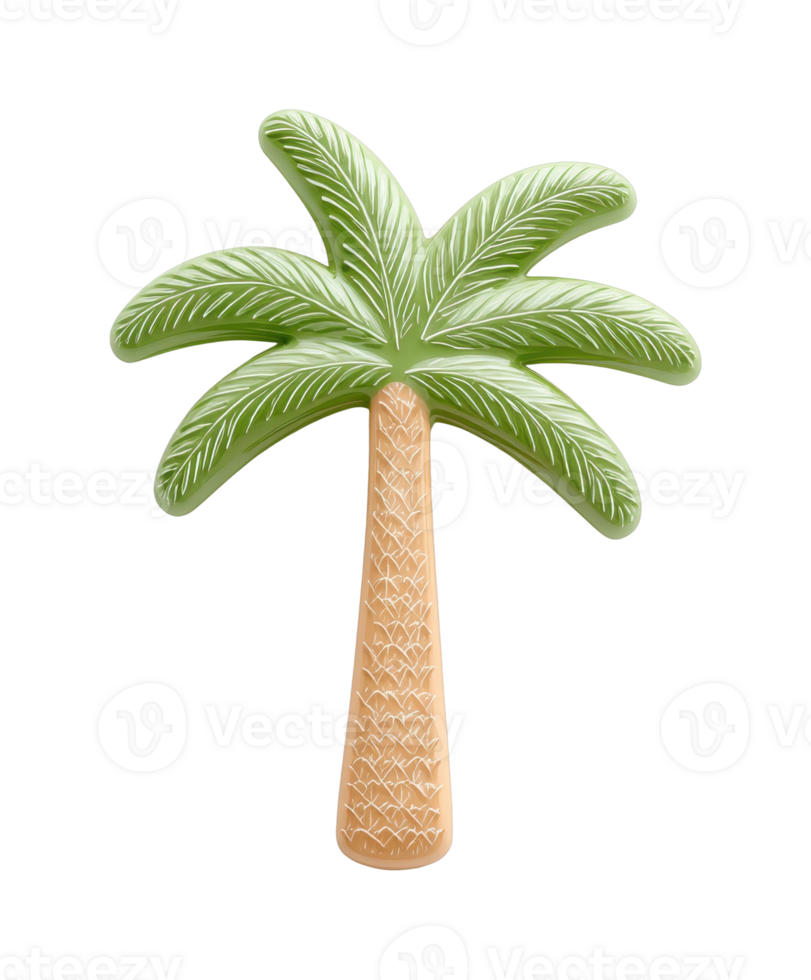 Green inflatable palm tree with lush leaves and textured trunk png