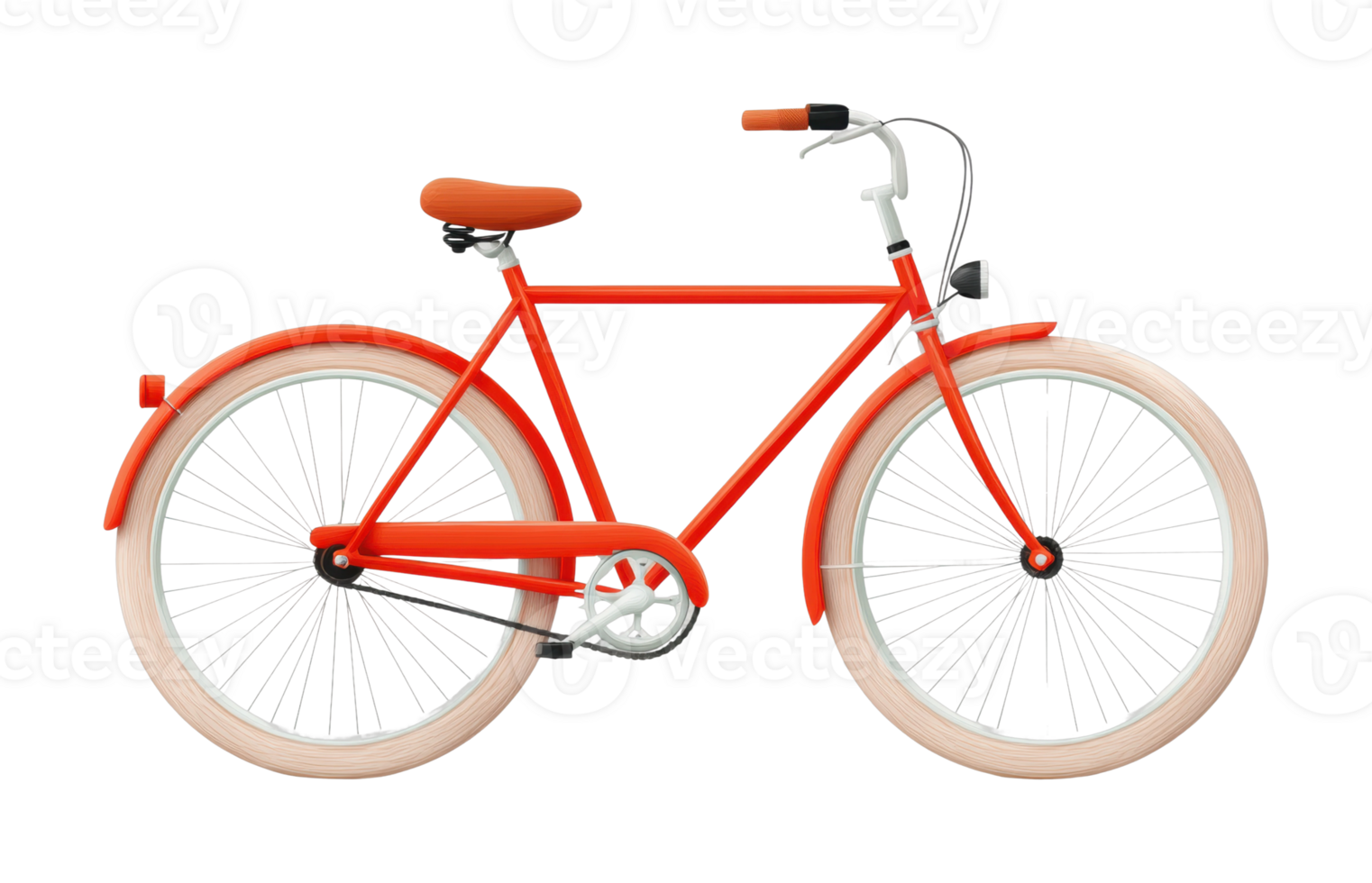 Vintage orange bicycle with classic design and white tires png