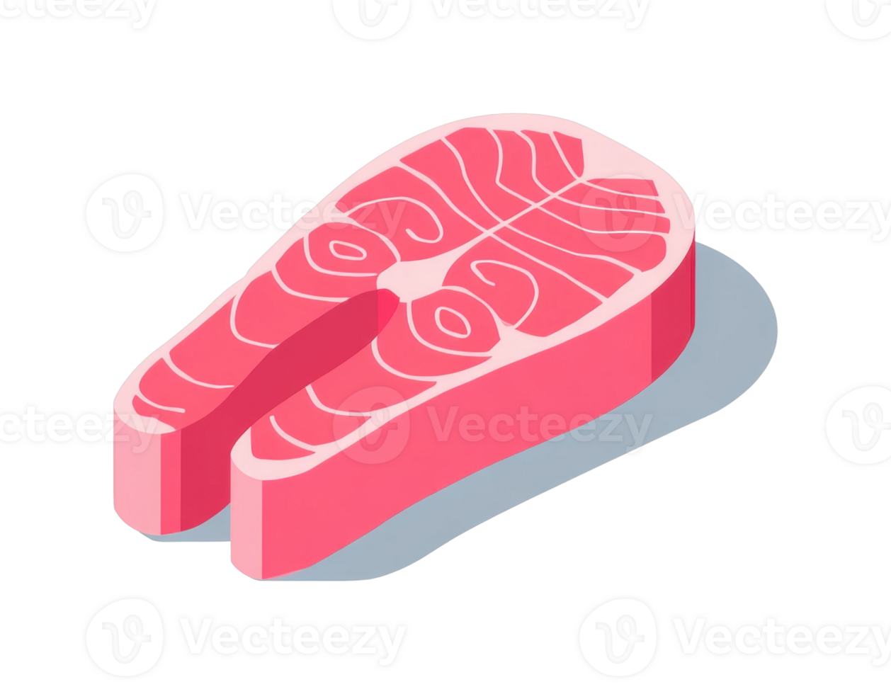 Fresh raw salmon steak in perspective view with distinct marbling png