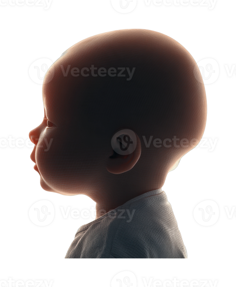 Profile of a young caucasian child in silhouette png