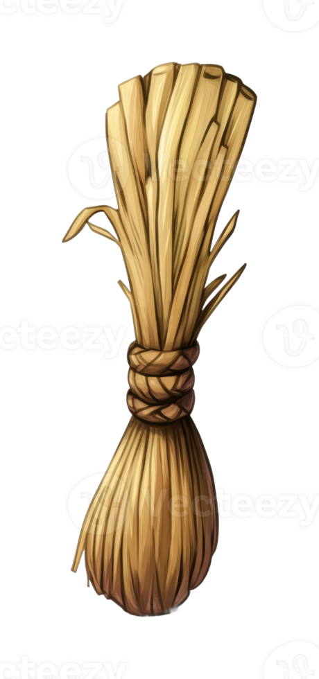 Bundle of dried straw tied with rope png