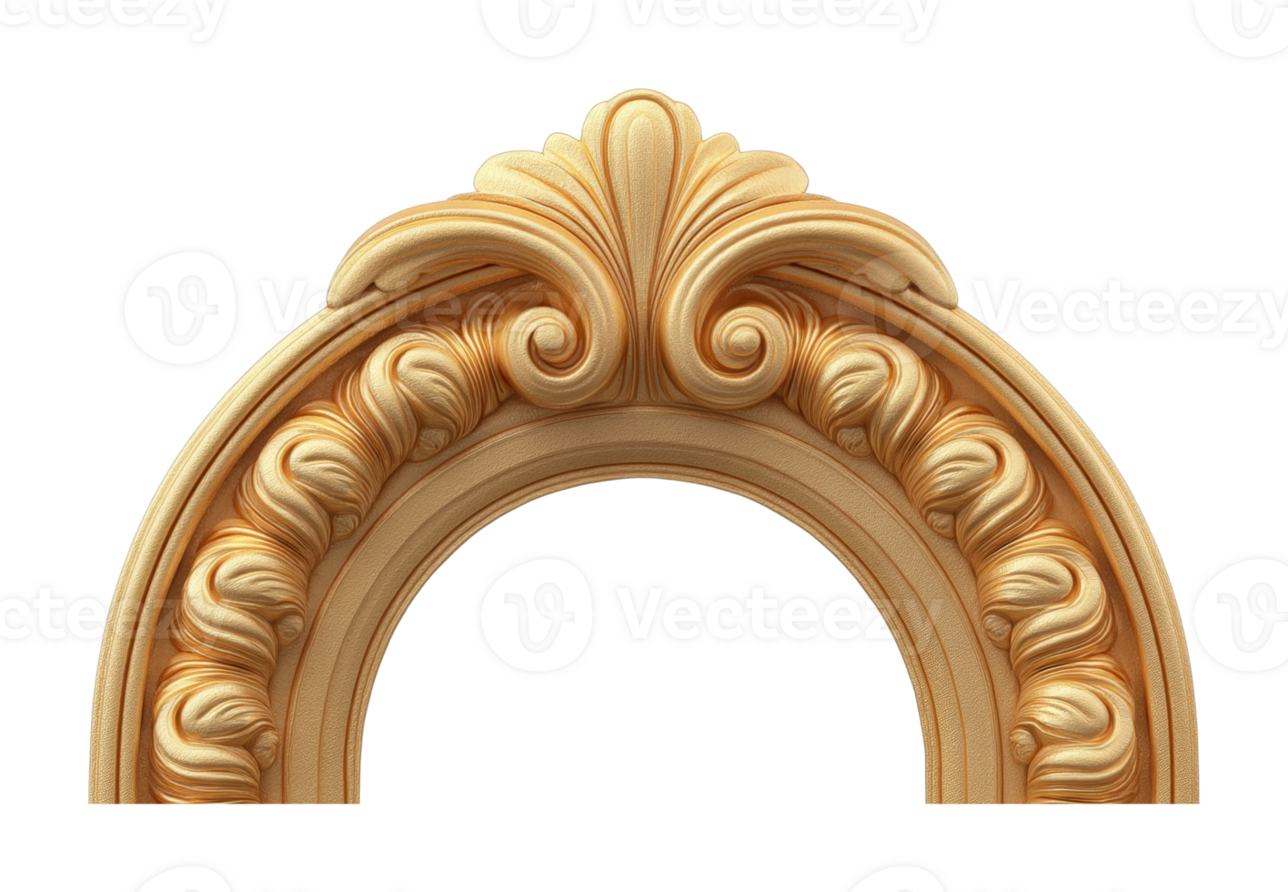 Intricate decorative wooden carving with elegant arch design png