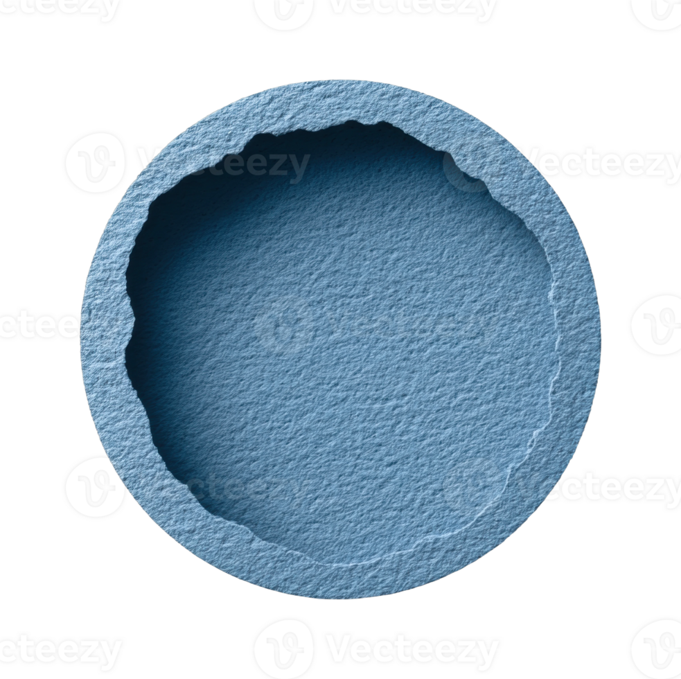 Close-up of textured circular blue paper with rippled edge png