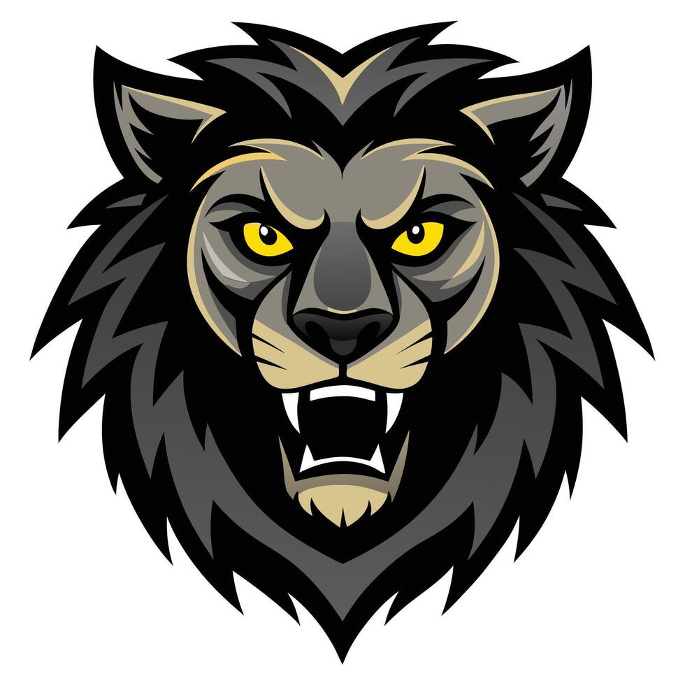 Fierce Gray Lion Head Mascot Illustration Powerful, Intense, Aggressive, and Menacing Design for Team Logo, Brand Identity, or Graphic Art vector