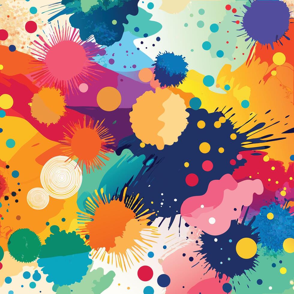 Vibrant Abstract Colorful Paint Splatter Background Joyful, Energetic Holi Festival Design - Professional digital artwork with vibrant colors and detailed composition vector