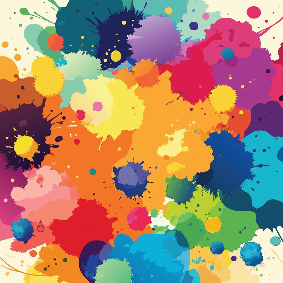Vibrant Rainbow Ink Splatter Abstract Art Background A Joyful and Energetic Design - Professional digital artwork with vibrant colors and detailed composition vector