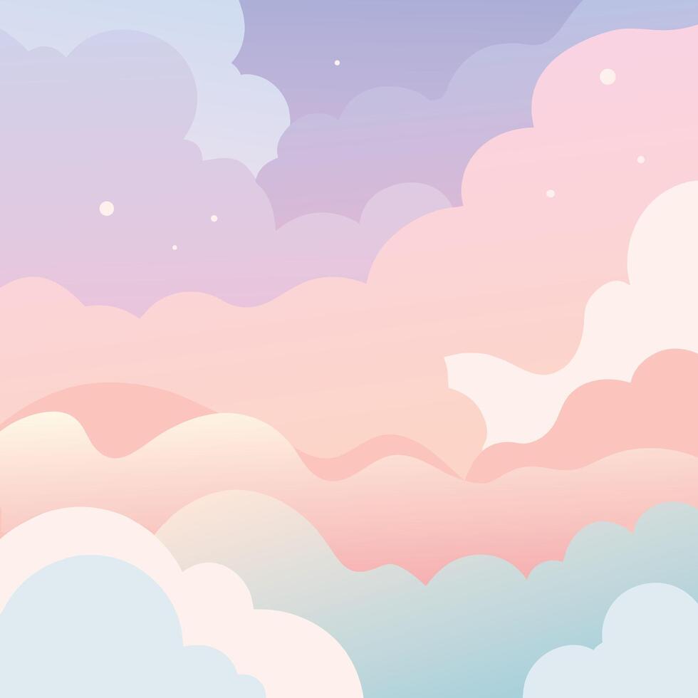Serene Pastel Cloudscape Dreamy Pink, Purple, and Blue Sky Illustration, Peaceful Mood - Professional digital artwork with vibrant colors and detailed composition vector