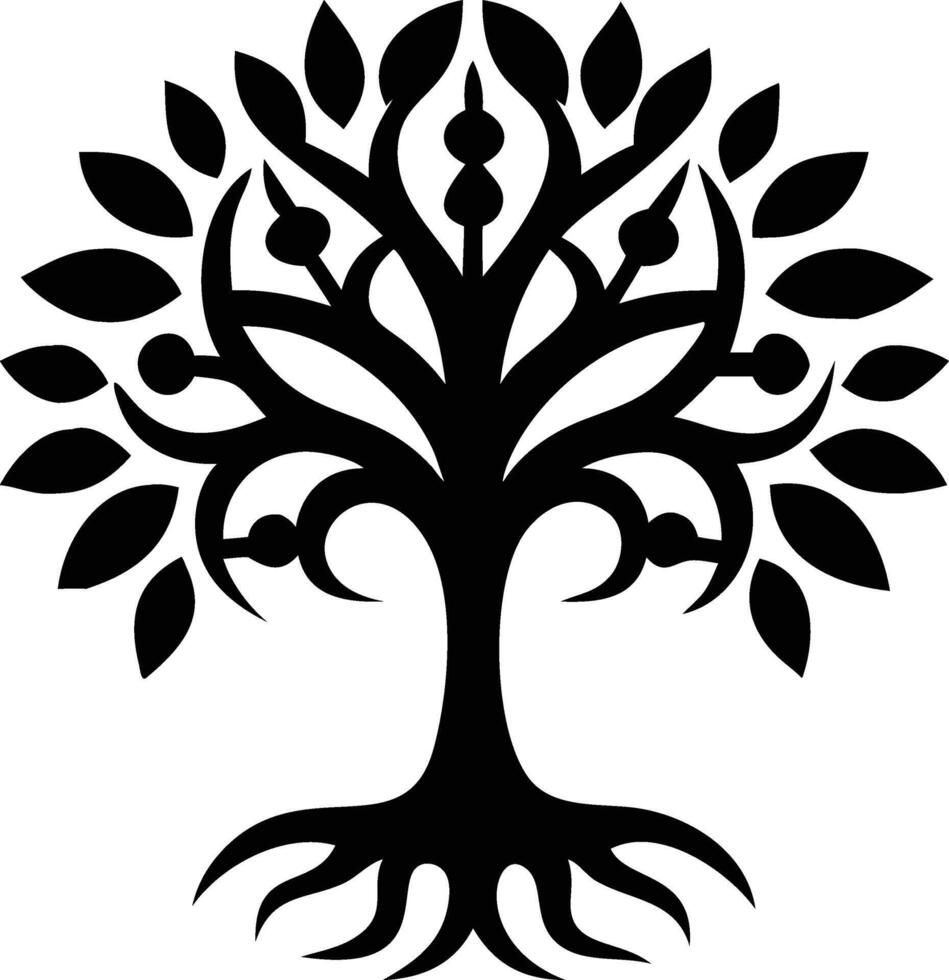 Majestic Black Tree of Life Symbol Ornate, Intricate Design for Spiritual, Mystical, and Celtic Art vector