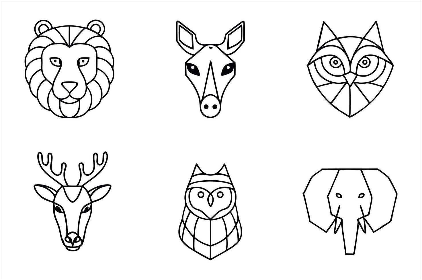 Geometric Animal Icons a Minimalist and Modern Collection of Wildlife Representations with Clean Lines and Bold Shapes for Graphic Design vector