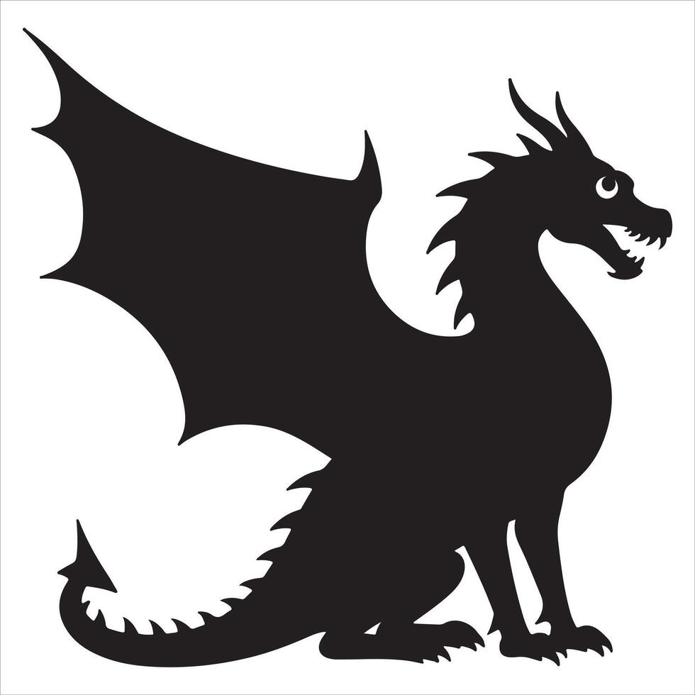 Silhouette of a Fearsome Dragon Majestic Wings and Sharp Claws Fantasy Creature of Legend and Myth Symbol of Power and Mystery vector