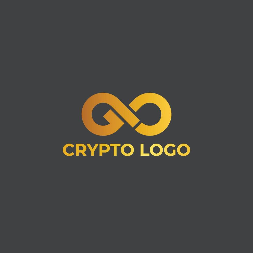 Golden Infinity Crypto Logo. Modern Symbol. Isolated Tech Go Design vector