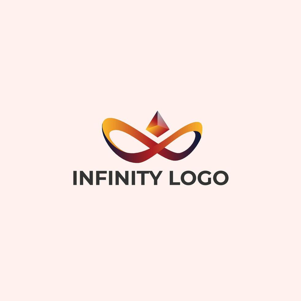 Colorful Violet Infinity Logo. Tech Crypto Symbol. Crown and Privacy vector