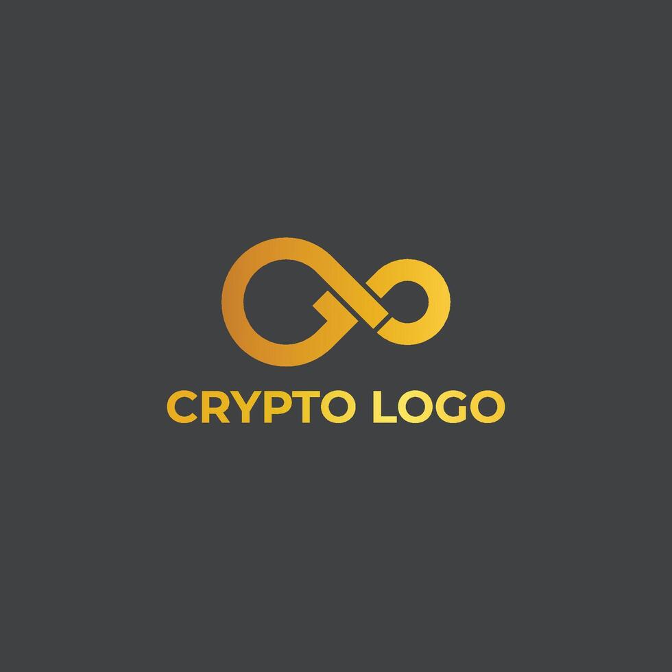 Golden Infinity Crypto Logo. Modern Symbol. Isolated Tech Go Symbol vector