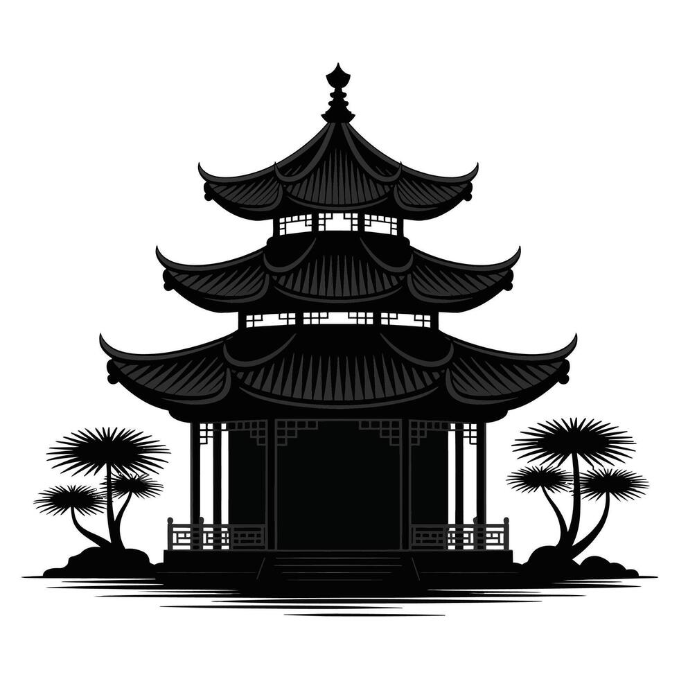 Chinese pagoda illustration vector