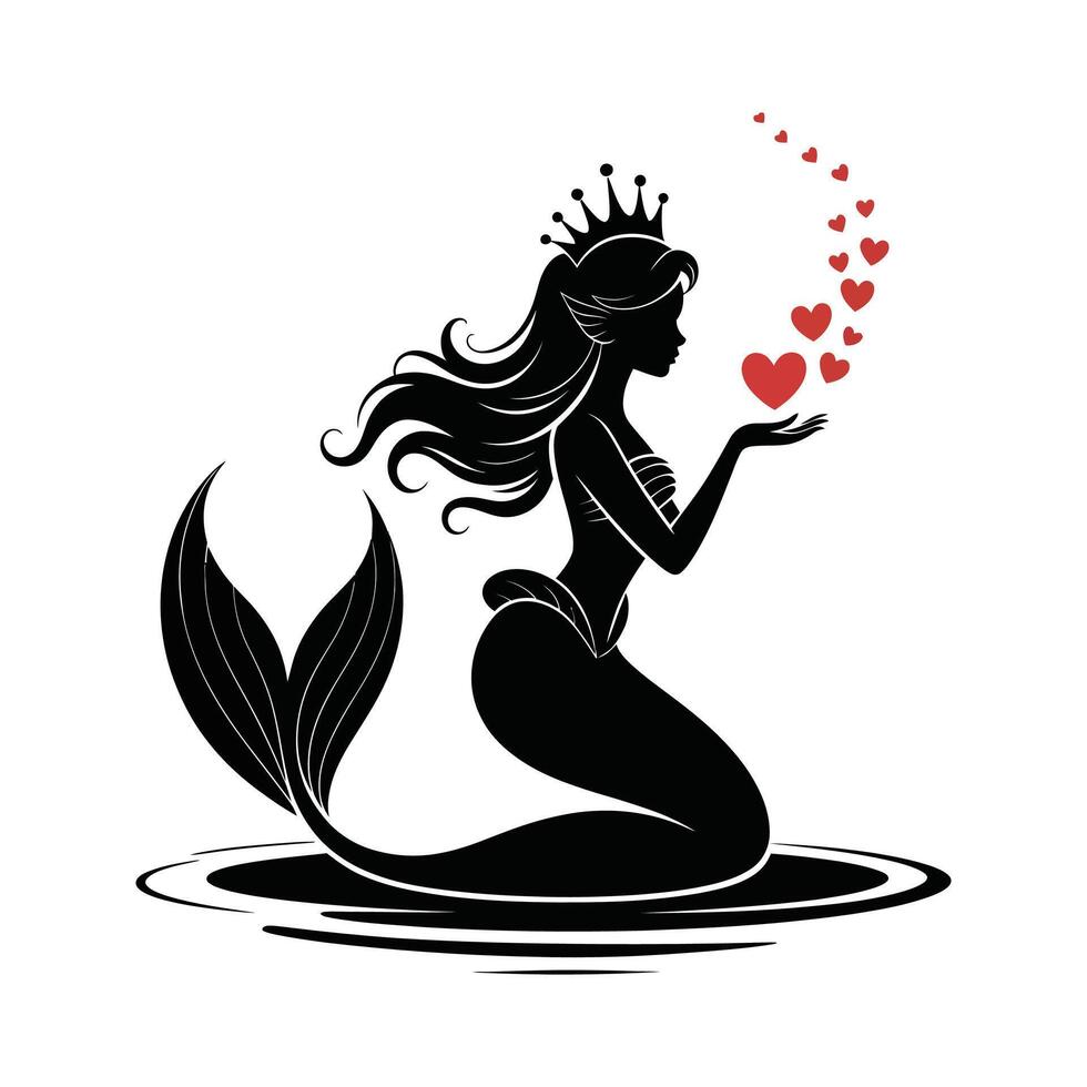 Mermaid with heart vector