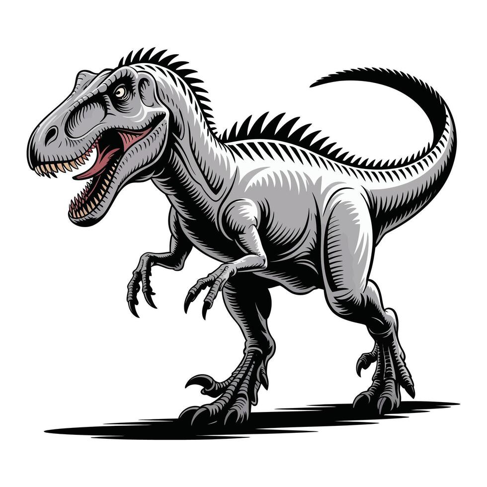 Bold Dinosaur Illustration in Black and White. vector