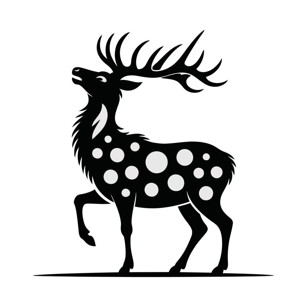 A black and white deer with polka dots on its antlers vector