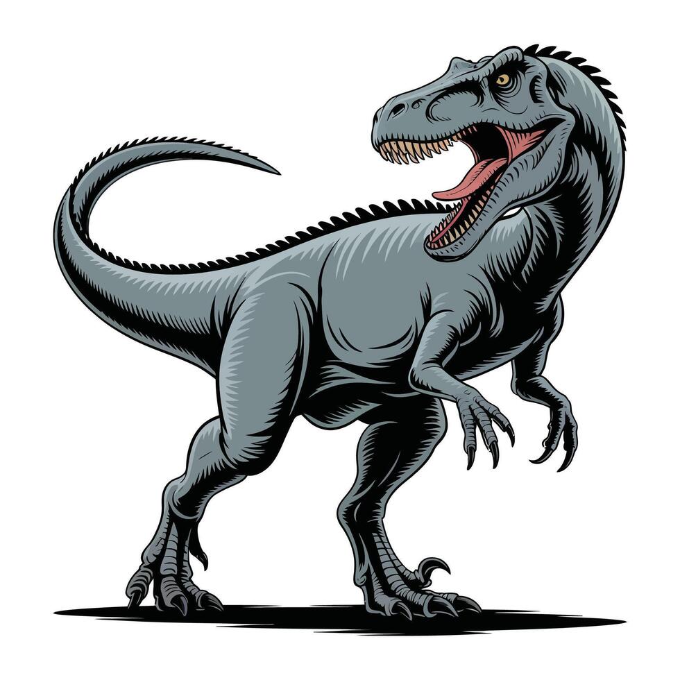 Theropod Dinosaur Design on White Background. vector