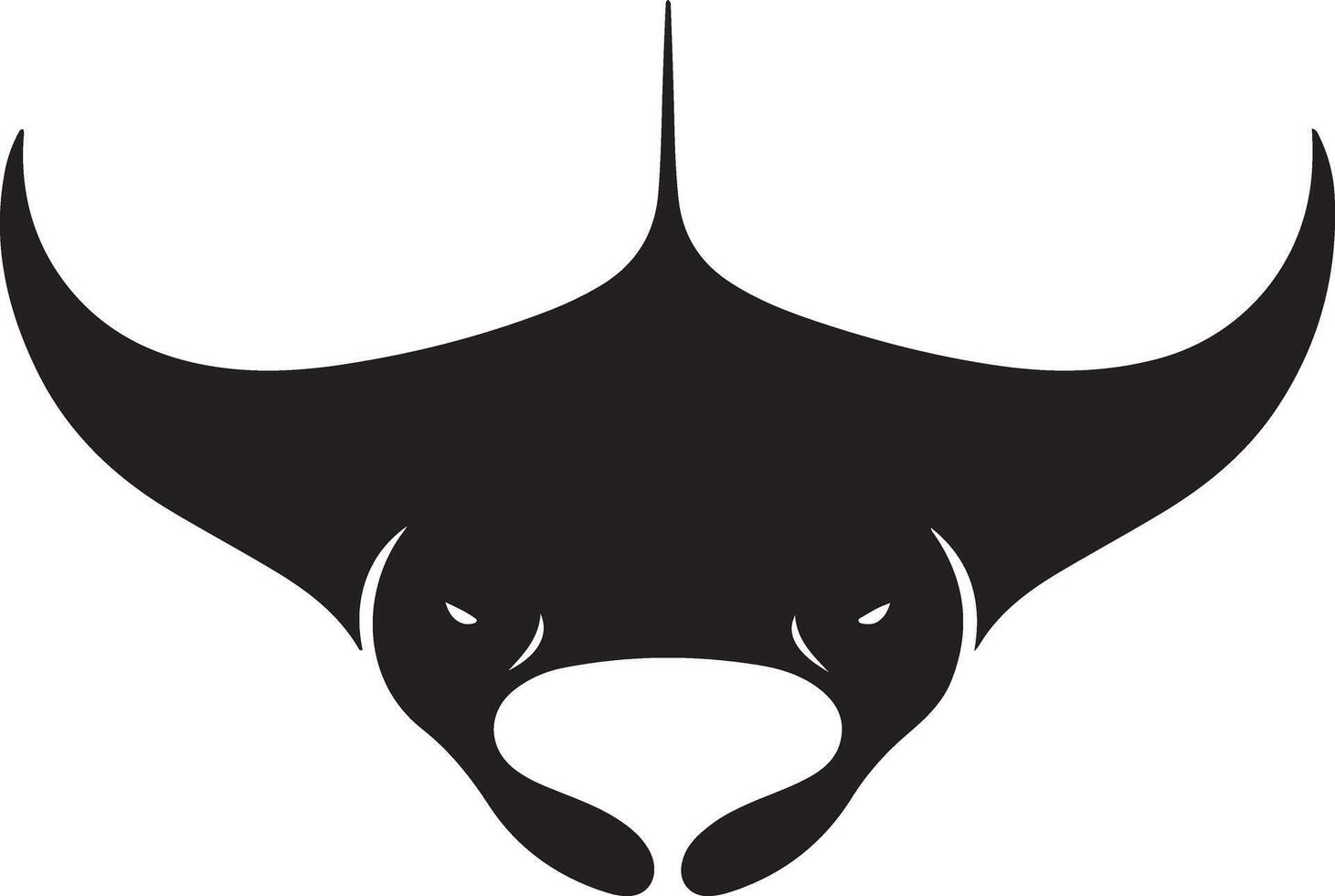 Black Manta Ray Silhouette Aquatic Animal Ocean Life Marine Wildlife Dark Monochrome Graphic Design Illustration Art vector