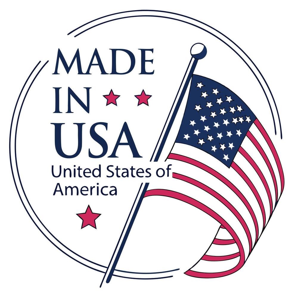 Made in U S A Flag Emblem with Stars and Stripes Made in USA vector