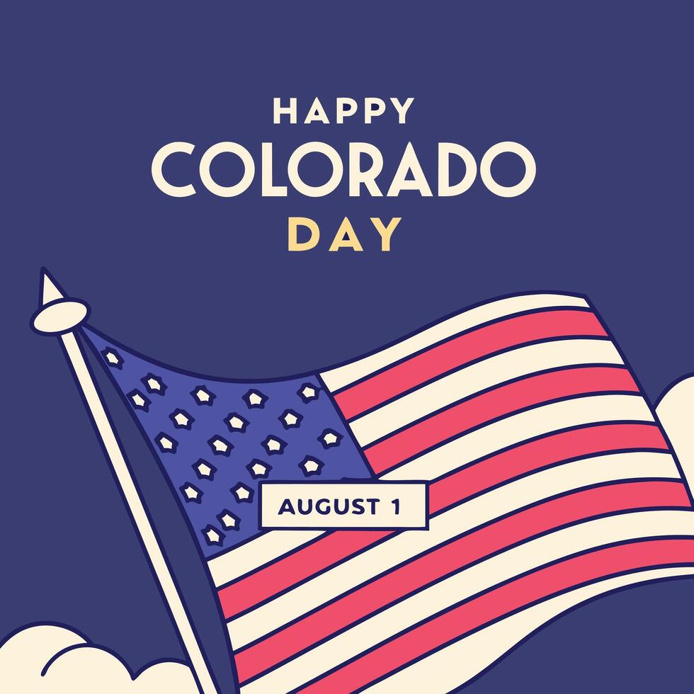 Colorado Day Celebration with American Flag and Date vector
